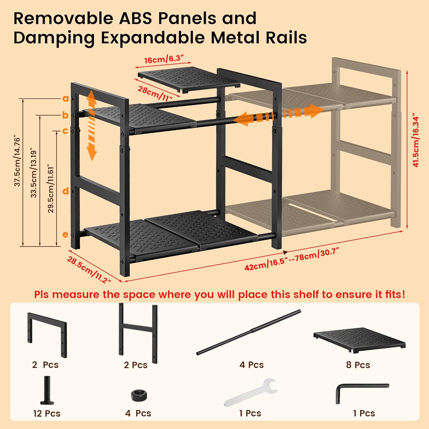 Adjustable Under Sink Kitchen Rack Organizer