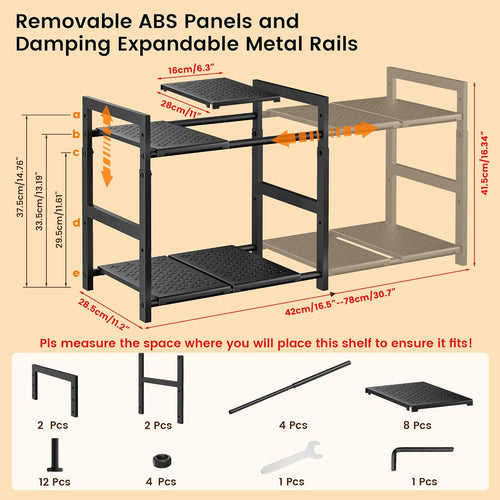 Adjustable Under Sink Kitchen Rack Organizer