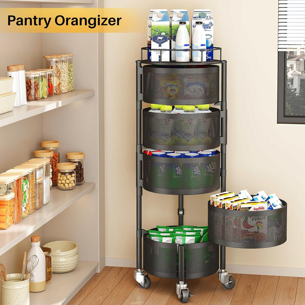 Rolling Basket Rack for Kitchen